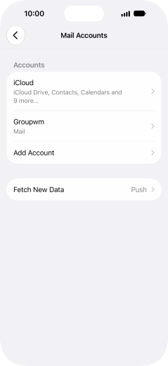 Press the name of the email account you've just set up.