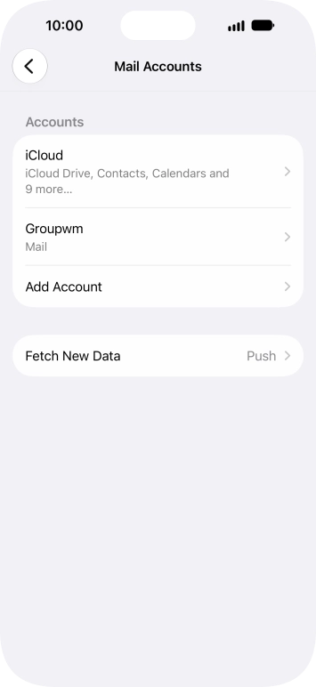 Press the name of the email account you've just set up.