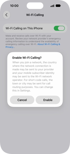 If you turn on the function, press Enable.