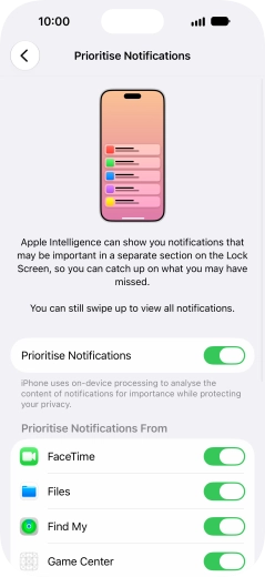 Press the indicator next to 