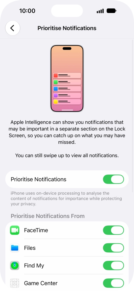 Press the indicator next to 