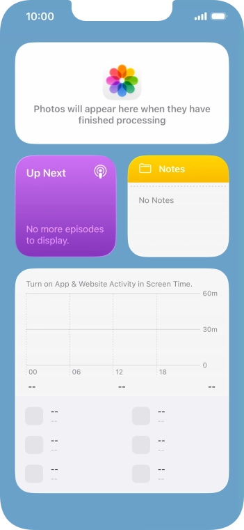 Slide your finger up or down on the screen to see more widgets.