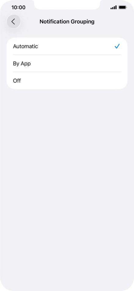 Press the required setting.