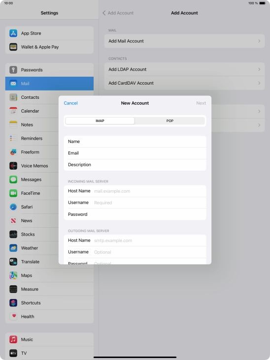 Press IMAP.