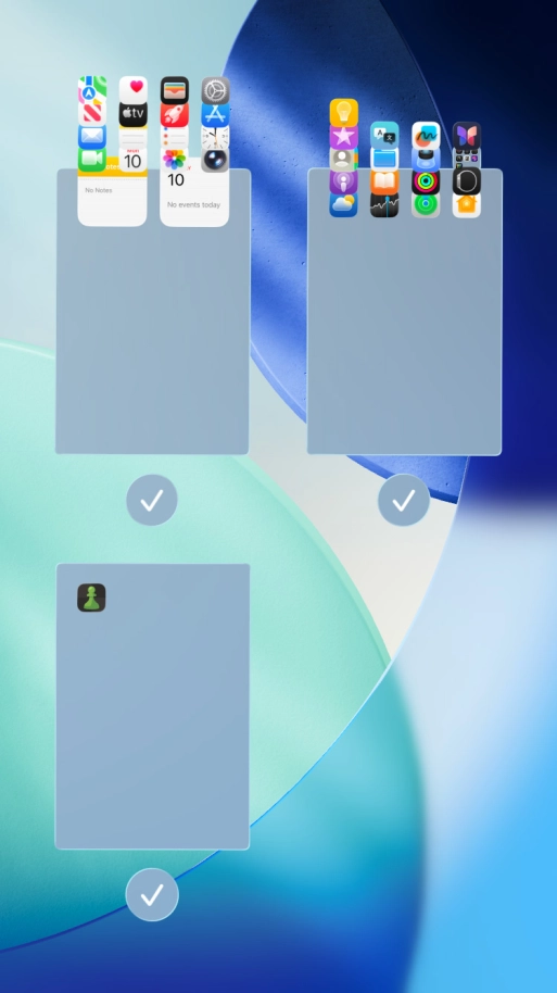 Press the field below the required home screen page to turn page view on or off.