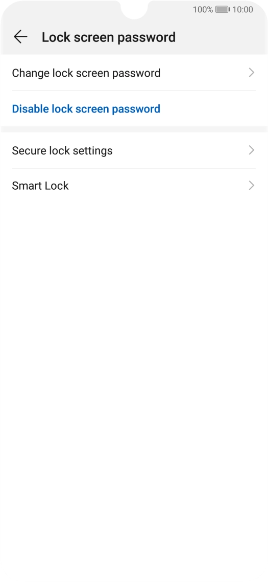 Press Disable lock screen password.