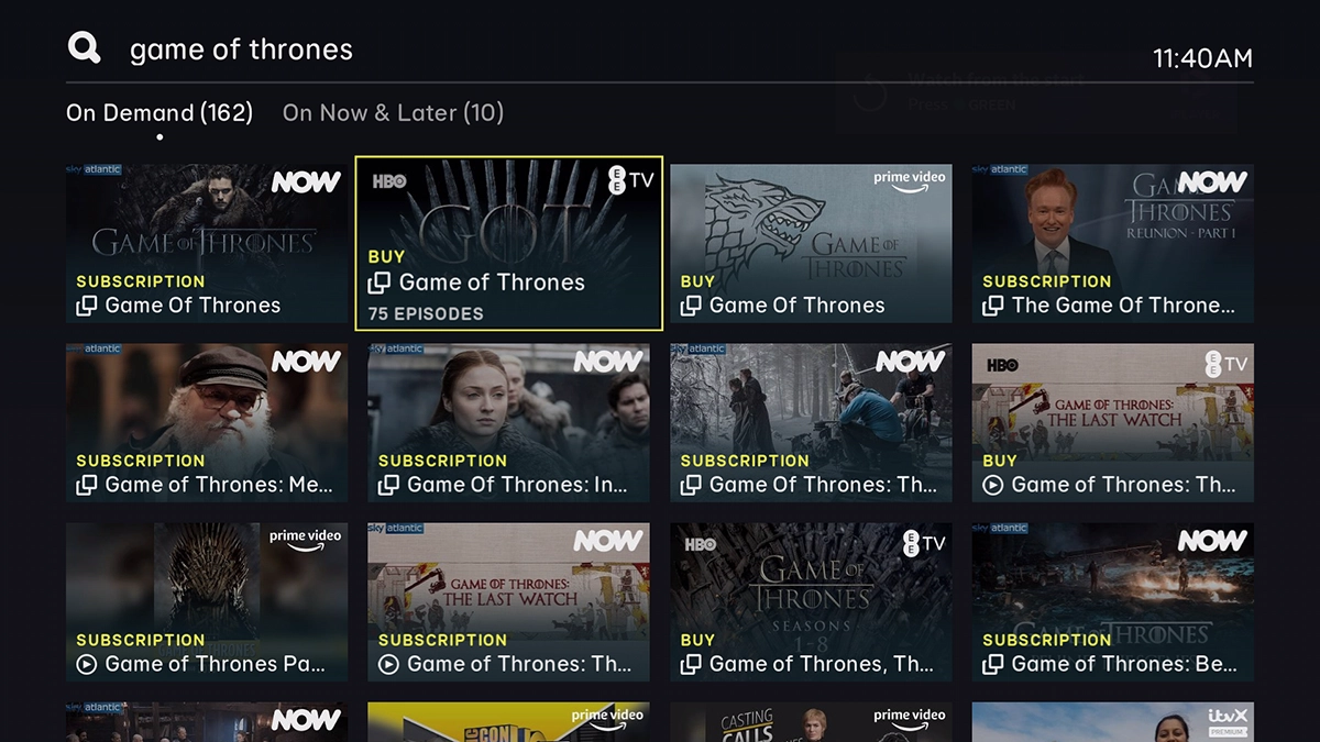 The search result is displayed.