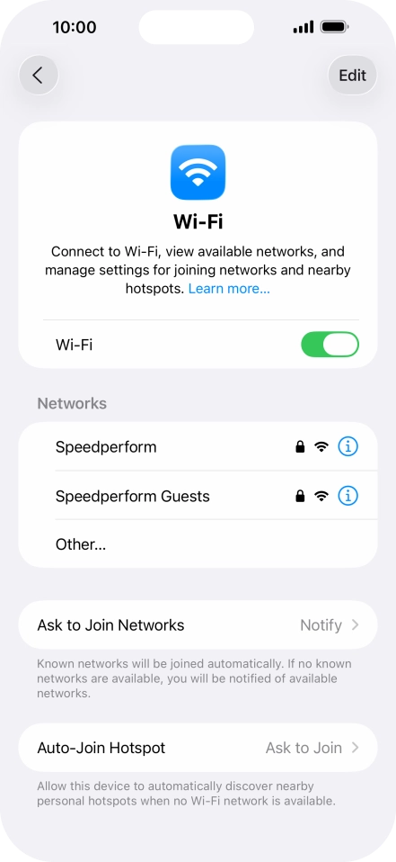Press the required Wi-Fi network and key in the password for the Wi-Fi network.