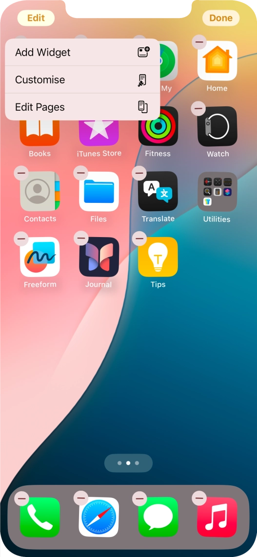 Press Customise.