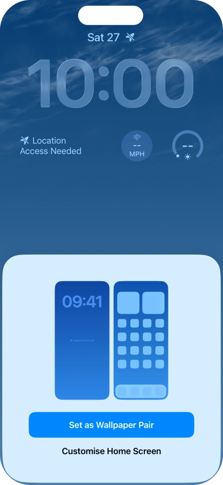 To use the same colour theme on the home screen, press Set as Wallpaper Pair.