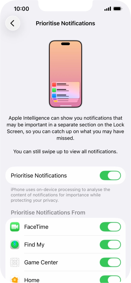 Press the indicator next to 