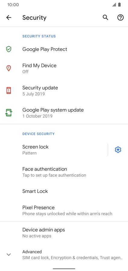 Press Screen lock and key in the current phone lock code.