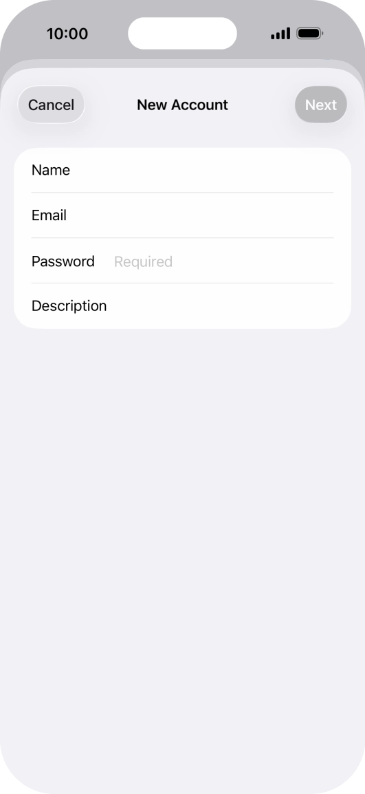 Press Password and key in the password for your email account.