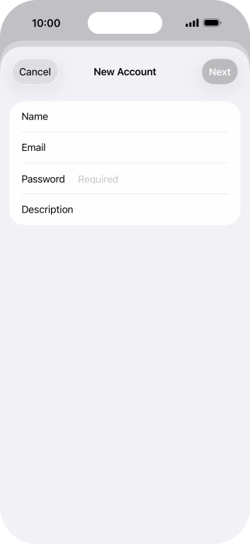 Press Password and key in the password for your email account.
