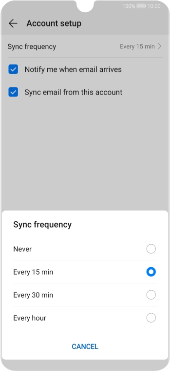 Press the required setting.