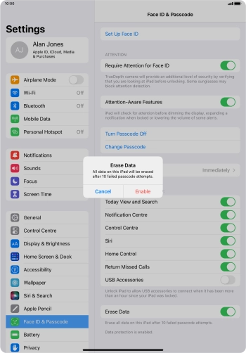 If you turn on the function, press Enable.