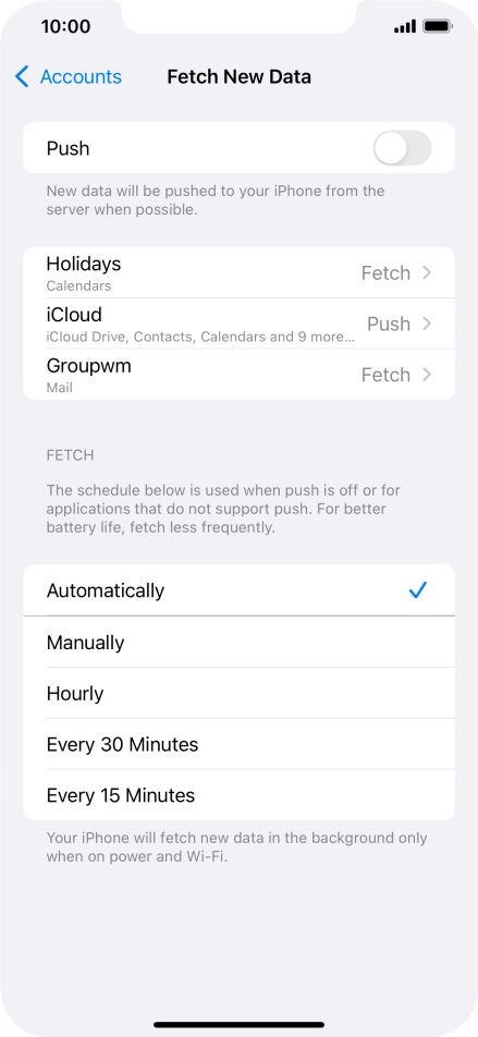 If you turn off the function, press the required setting.