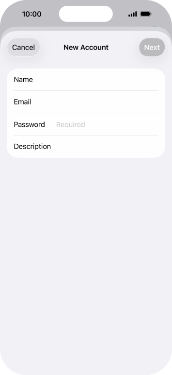 Press Password and key in the password for your email account.