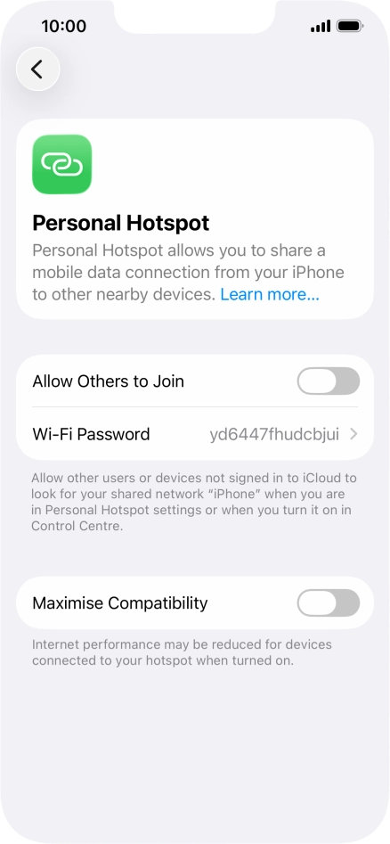 Press Wi-Fi Password and key in the required password.
