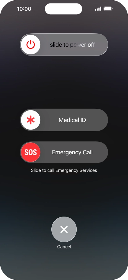 Press and drag the power off icon right.