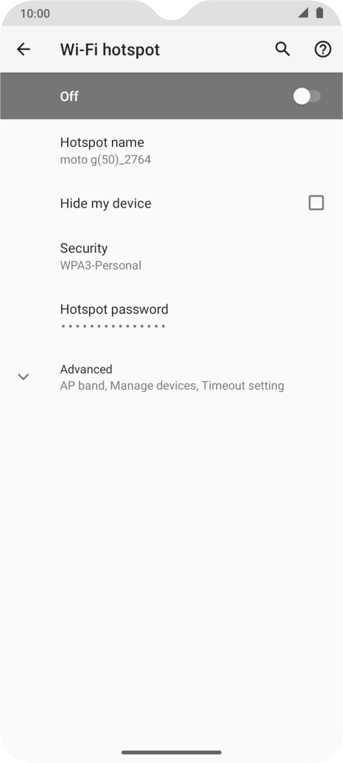 Press Hotspot password.