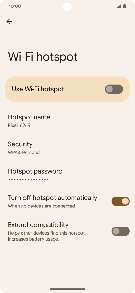 Press Hotspot password and key in the required password.
