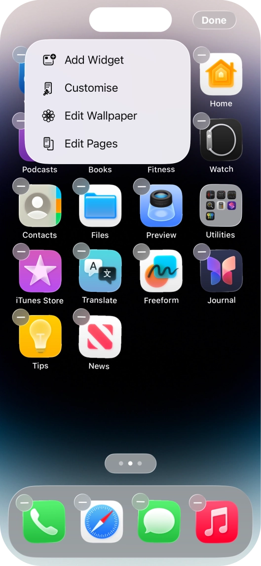 Press Customise.