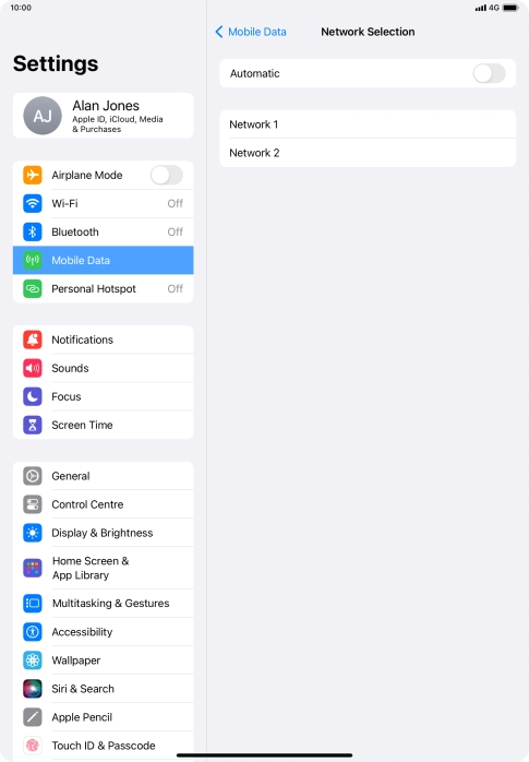 If you turn off the function, press the required network.