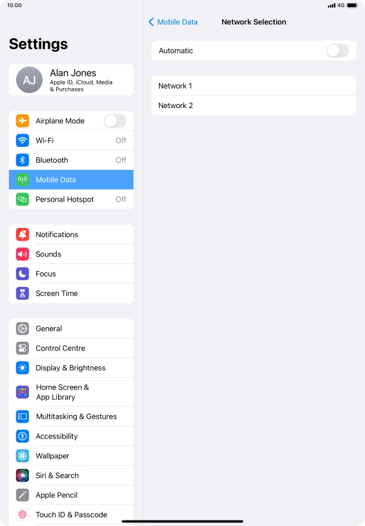 If you turn off the function, press the required network.