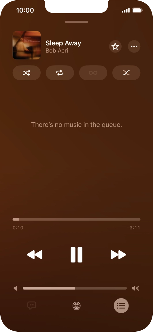 Press the shuffle icon to turn the function on or off.