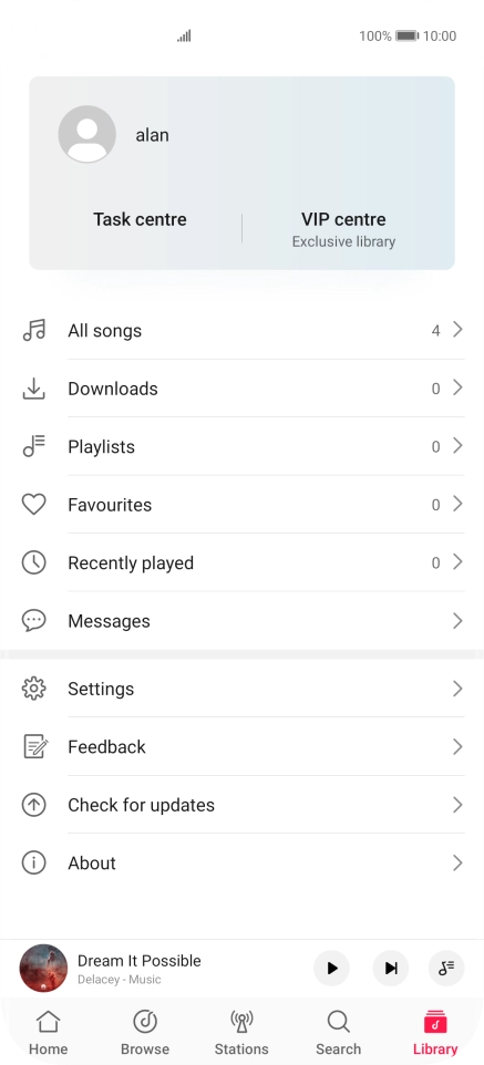 Press All songs.