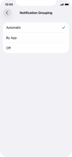 Press the required setting.