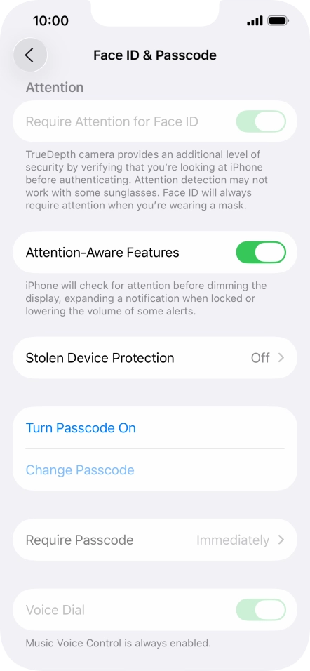 Press Turn Passcode On and key in a phone lock code of your own choice twice.