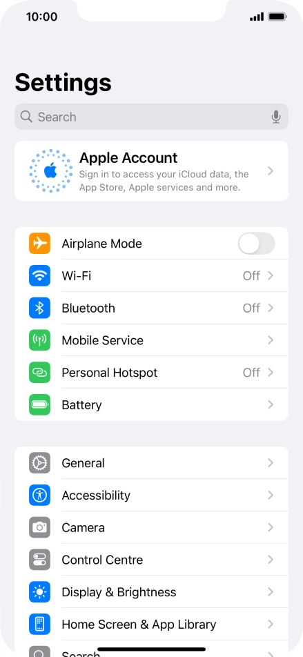 Press Apple Account.