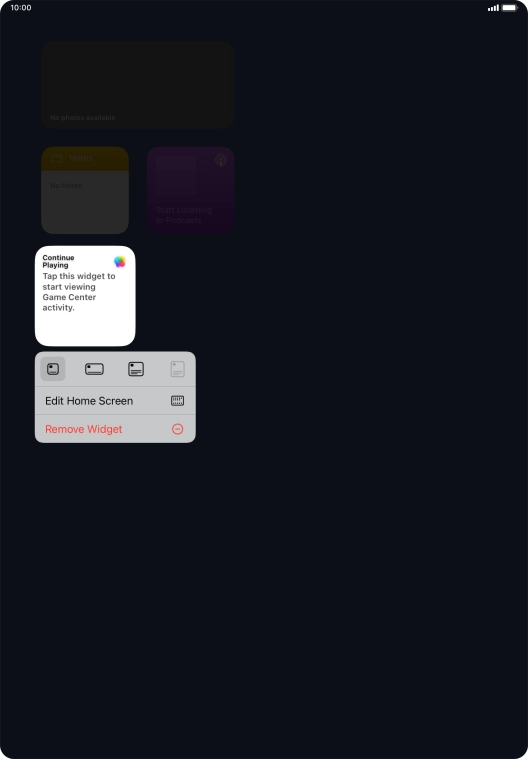 Press Remove Widget.
