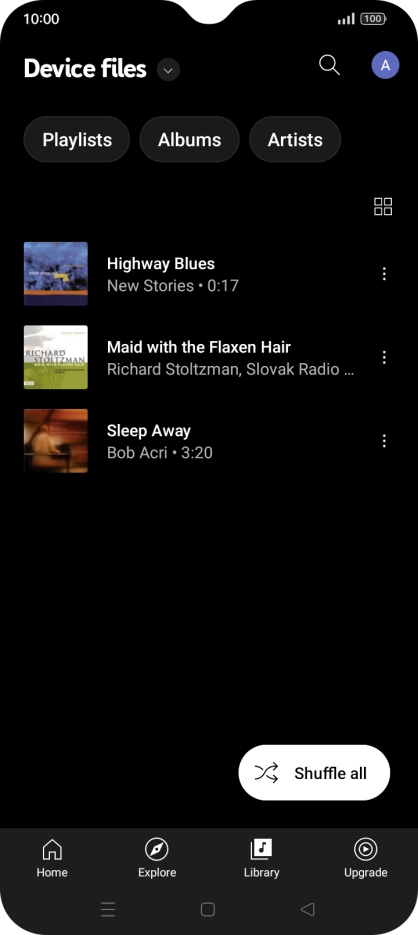 Press the required audio file.