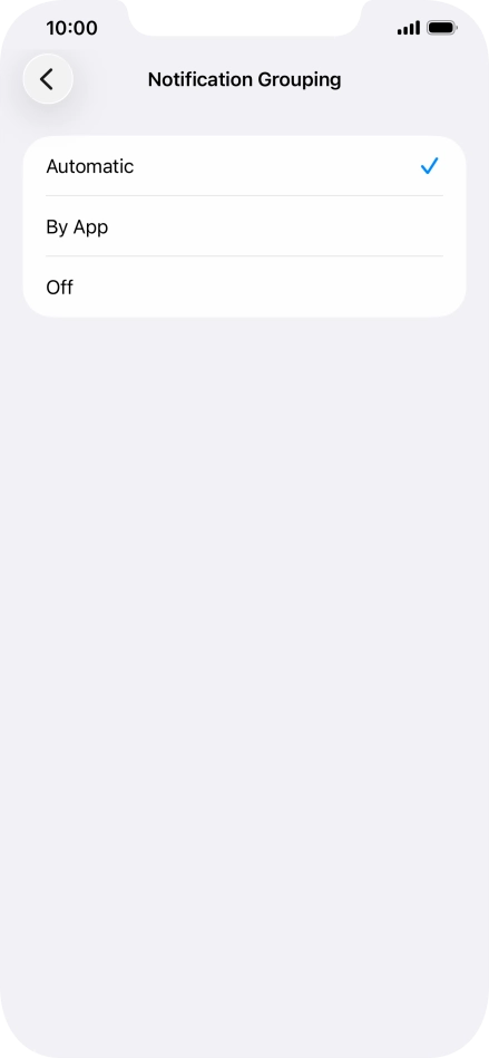 Press the required setting.