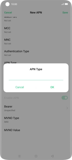 Key in default and press OK.