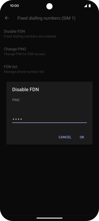 Key in your PIN2 and press OK. The default PIN2 is 0000.