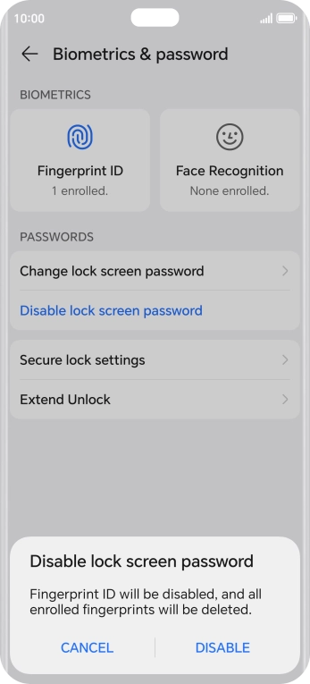 Press DISABLE.