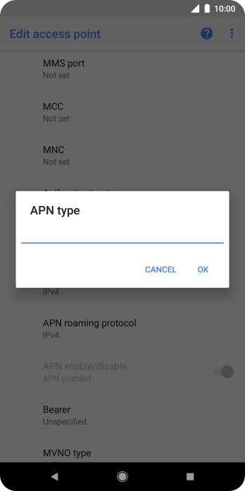 Key in default and press OK.