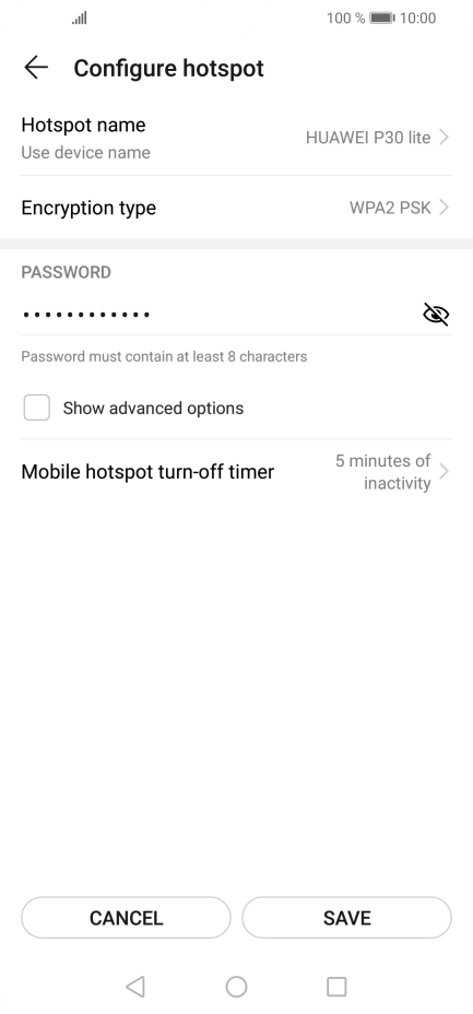 Press Hotspot name.
