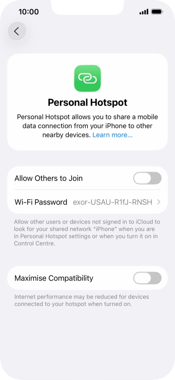 Press Wi-Fi Password and key in the required password.