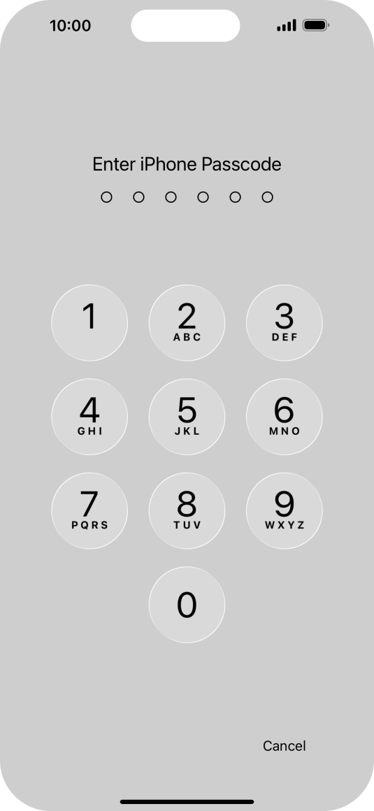 Use the phone lock code you created.
