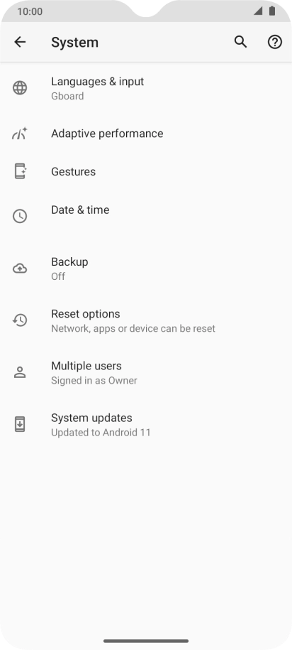 Press Reset options.