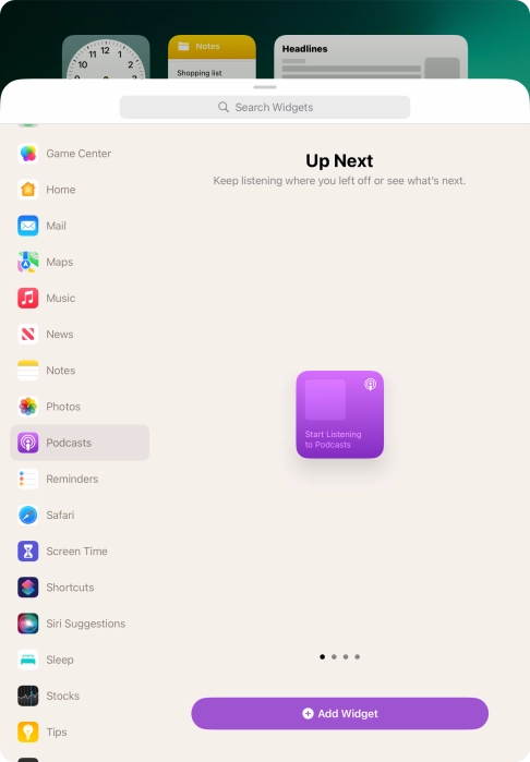 Press Add Widget.