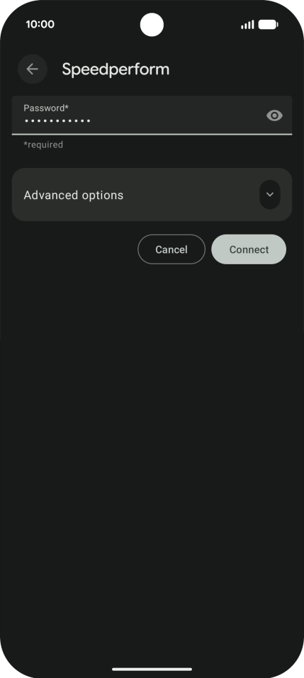 Key in the password for the Wi-Fi network and press Connect.