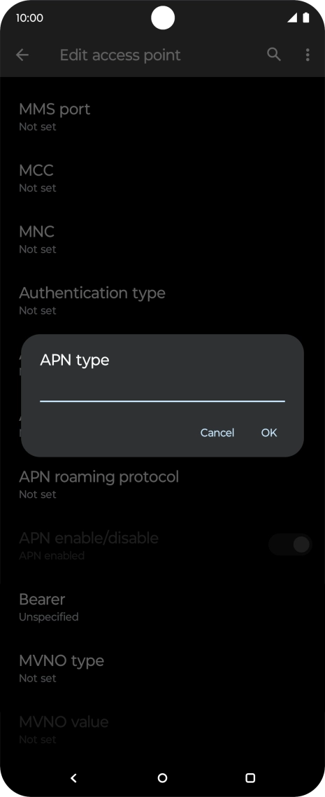 Key in default and press OK.