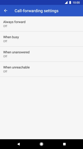 Press the required divert type.