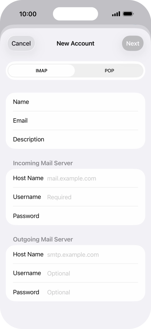 Press IMAP.